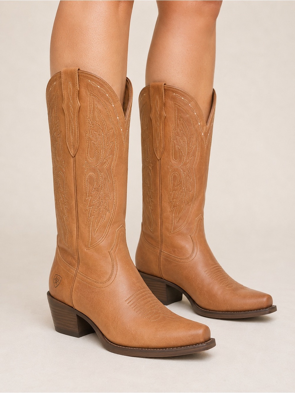 Ariat Brown Leather Wide Calf Tall Snip Toe Western Cowboy Boots New 6.5